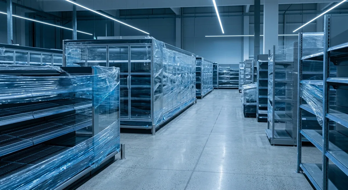 Торговое оборудование в зале перед открытием магазина